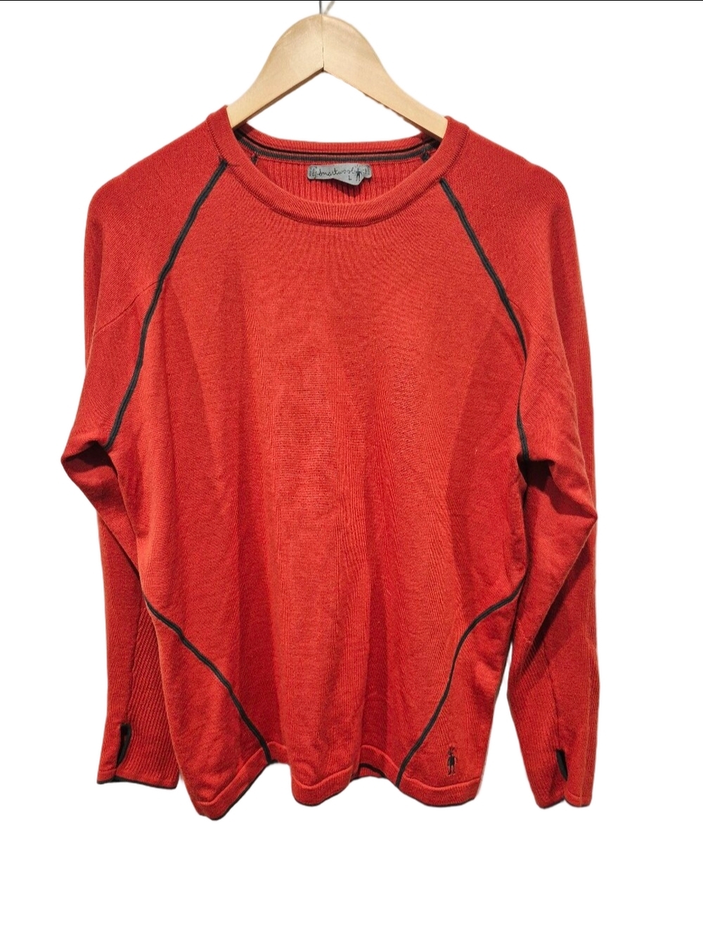 Smartwool Merino Wool Blend Crewneck Sweater Men's Large Rust Red Raglan